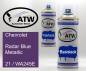 Preview: Chevrolet, Radar Blue Metallic, 21 / WA245E: 400ml Sprühdose + 400ml Klarlack - Set, von ATW Autoteile West.
